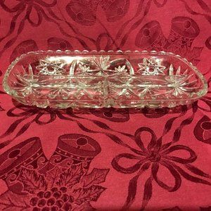 Vintage Anchor Hocking Star of David Divided Relish Dish with a Saw Tooth Edge